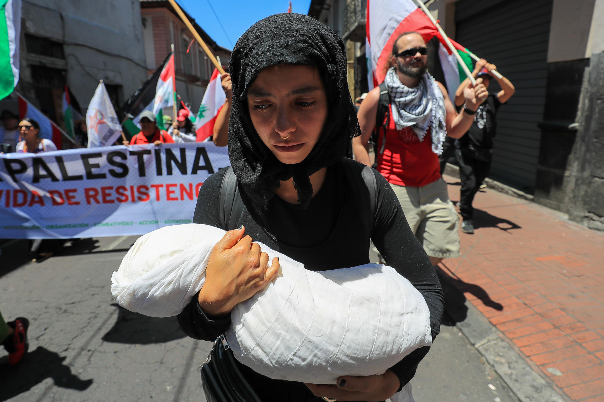 Activistas piden en Quito «detener el genocidio» en Gaza y que EE.UU. «frene a Netanyahu»