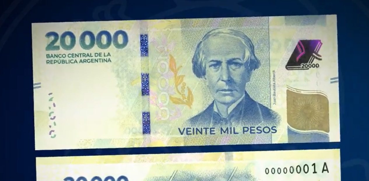 Argentina pondrá en circulación billetes de 20.000 pesos