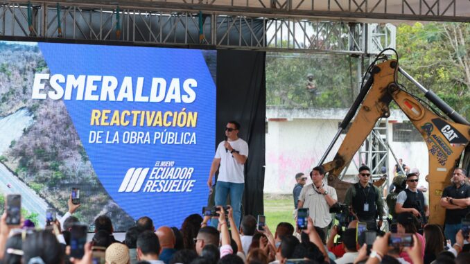 El presidente de la República, Daniel Noboa, en Esmeraldas, este miércoles, 8 de enero de 2025. Foto extraída de la cuenta de la Presidencia en X.