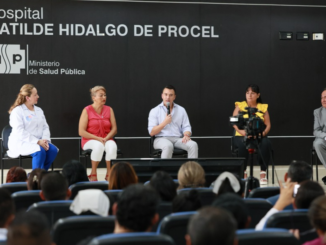 El presidente de la República, Daniel Noboa, en la inauguración de la Unidad de Terapia Intensiva Materna del Hospital Gineco-Obstétrico Matilde Hidalgo de Procel, Guayaquil, el pasado martes, 7 de enero de 2025. Cortesía de Presidencia.