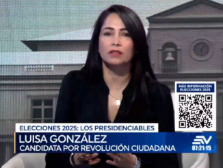 Luisa González, candidata del correísmo, en Ecuavisa, este viernes, 10 de enero de 2025. Captura de la entrevista subida por la RC en Facebook.